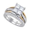 thumbnail image 1 of 14k White Gold Womens Princess Diamond 2-tone Bridal Wedding Engagement Ring Band Set 2.00 Cttw, 1 of 1