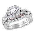 thumbnail image 1 of 14k White Gold Womens Round Diamond Bellissimo Bridal Wedding Infinity Ring Band Set 1.00 Cttw (Certified), 1 of 2
