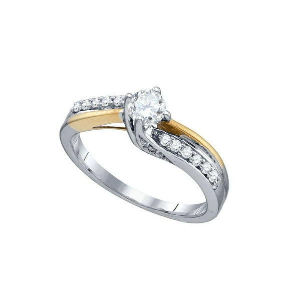 14k White Gold Womens Round Diamond Solitaire 2-Tone Bridal Wedding Engagement Ring 1/2 Cttw