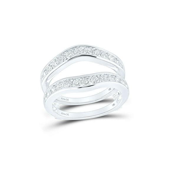 14k White Gold Womens Round Diamond Wedding Bridal Enhancer Band Wrap 1 Cttw