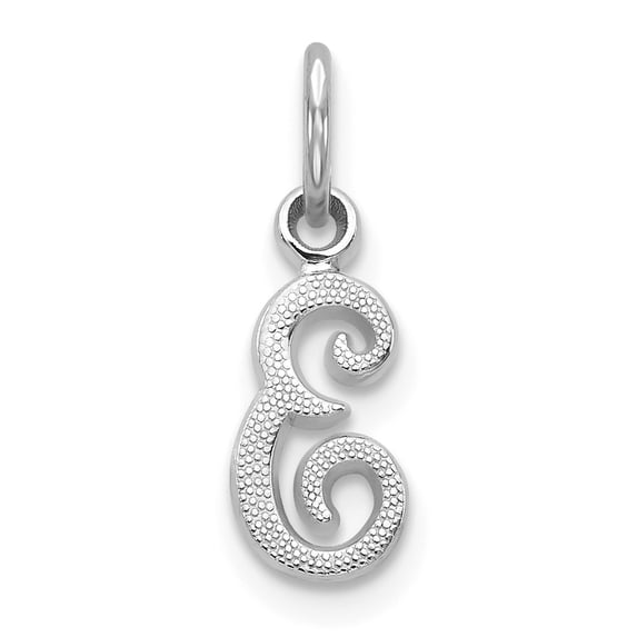 14k White Gold w Casted Initial E Charm