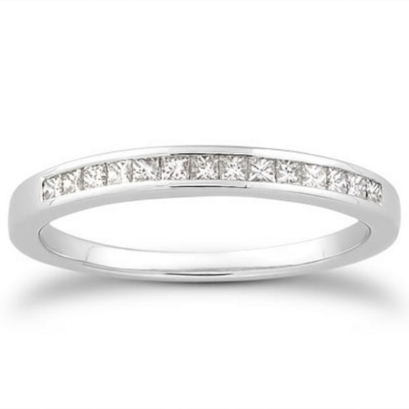 14k White GoldPrincess Diamond Wedding Ring Band Width 2.4 mm SZ 5