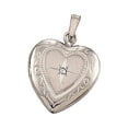 thumbnail image 1 of 14k White Heart Shape with Diamond Picture Locket - Petite 1/2 Inch X 1/2 Inch, 1 of 1