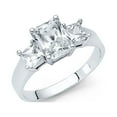 thumbnail image 1 of 14k White Italian Gold Emerald & Princess 1.25 ct CZ Engagement Ring, 1 of 2