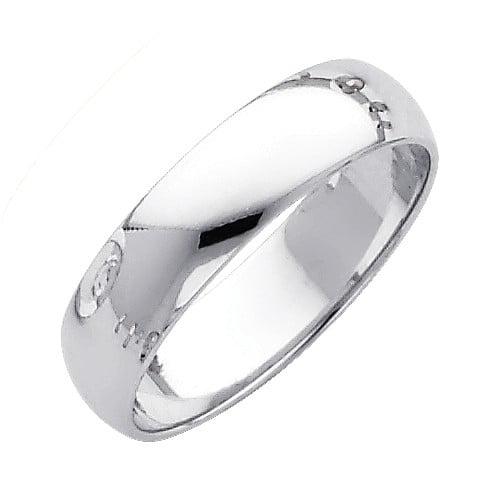 14k White Italian Gold Plain High Polish Domed Classic Wedding Ring 5mm