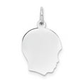 thumbnail image 1 of 14k White Gold Plain Medium.018 Depth Facing Right Engravable Boy Charm XWM53/18, 1 of 3