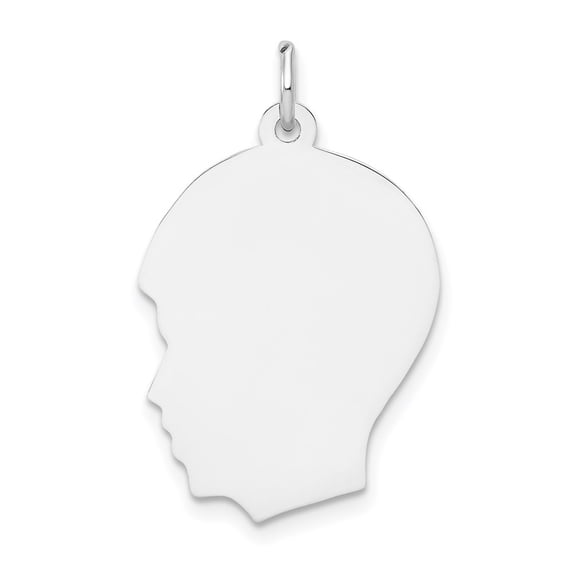 14k White Gold Plain Medium.027 Depth Facing Left Engravable Boy Charm XWM61/27