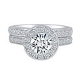 thumbnail image 1 of AFFY 14k White Plated Sterling Silver Center 1ct 6.5mm G-H-I Color Moissanite Halo Engagement Wedding Ring Set 2 Pieces Ring Size-7, 1 of 4