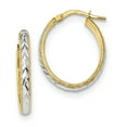 thumbnail image 1 of 14k White Rhodium Diamond-cut Textured Hoop Earrings 14k Yellow Gold Earrings, 1 of 1