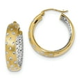 thumbnail image 1 of 14k White Rhodium Polished Satin Diamond-cut In/Out Hoop Earrings 14k Yellow Gold Earrings, 1 of 1