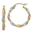 thumbnail image 1 of 14k White & Rose Rhodium Satin Twisted Hoop Earrings, 1 of 1
