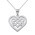 thumbnail image 1 of 14k White Solid Gold Celtic Knot Woven Heart Pendant / Necklace (18 Inches), 1 of 5