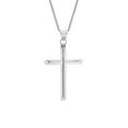 thumbnail image 1 of 14k White Solid Gold Traditional Cross Religious Pendant with 0.8-mm Square Wheat Chain, 1 of 3