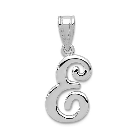 14k White White Gold Script Letter E Initial Pendant Necklace Pendant for Women - .9 Grams