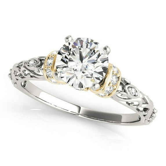 14k White Yellow Gold Antique Diamond Engmt Ring 1 1/8 cttw Size 6.5
