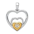 thumbnail image 1 of 14k White Yellow Gold Diamond Pendant Necklace 21x16mm Wide Pendant for Women - .08 dwt, 1 of 2