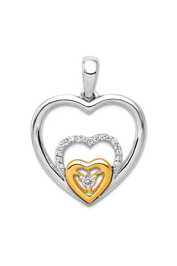 14k White Yellow Gold Diamond Pendant Necklace-Pendant for Women - .08 dwt