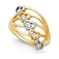thumbnail image 1 of 14k White Yellow Gold Heart Semanario Ring Love Band CZ Stackable Look Five 5 Day Fancy Size 9, 1 of 1