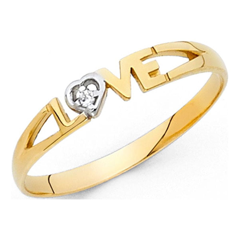14k White Yellow Gold Love Heart Ring Love Band Promise Ring 14k White Yellow Gold Love Heart Ring Love Band Promise Ring