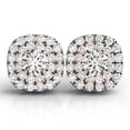 thumbnail image 1 of 14k White and Rose Gold Cushion Shape Halo Diamond Earrings (3/4 cttw), 1 of 3