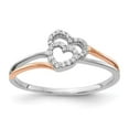 thumbnail image 1 of 14k White and Rose Gold Diamond Polished Double Heart Ring RM5724, 1 of 5