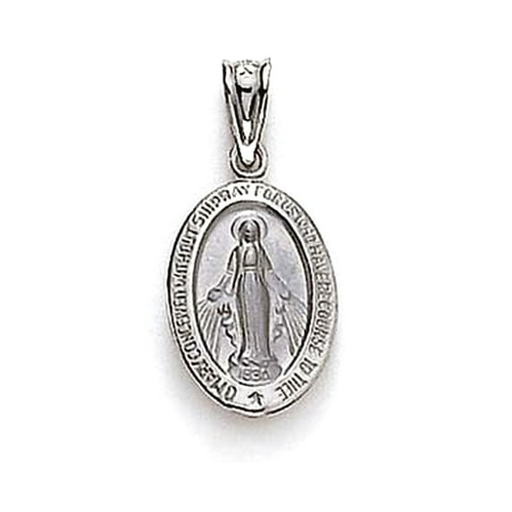 14k Solid White Gold Immaculate Conception Medallion Pendant Necklace Pendant for Women - 1.2 Grams