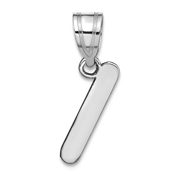 14k Solid White Gold Polished Bubble Letter I Initial Pendant Necklace Pendant for Women