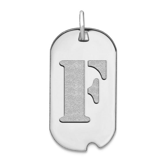 14k Solid White Gold Polished Letter F Initial Animal Pet Dog Tag Pendant Necklace 24.6x13.19mm Wide Pendant for Women