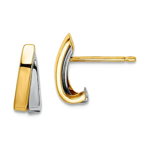 14k With Rhodium Post Earrings 9.9mm long Stud Earring for Women - .7 Grams