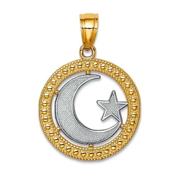 14k With Rhodium Star and Celestial Moon Pendant Necklace Pendant for Women - 1.0 Grams