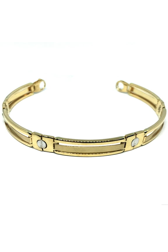 14k Yellow And White Gold Nail Head Mens Bracelet, 8.25"