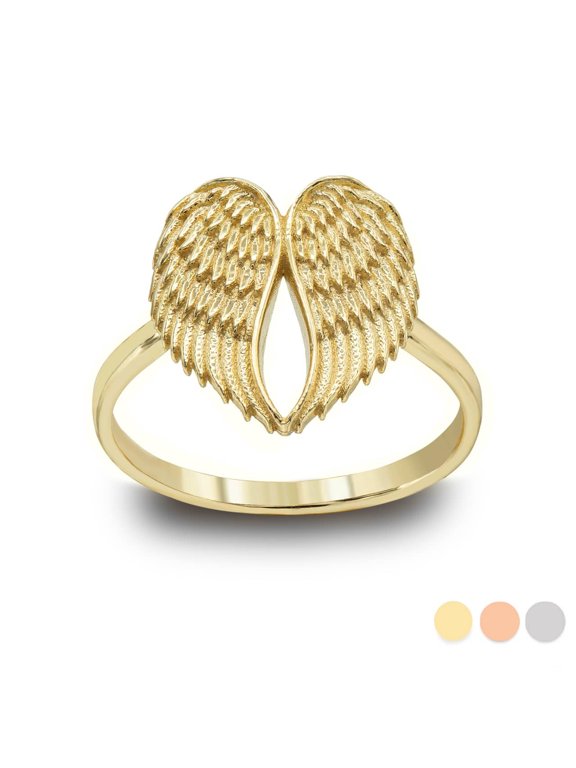 14k Yellow Angel Wing Ring (Size 10)