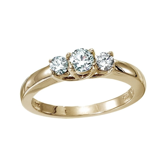 14k Yellow Gold 0.25 Ct Three Stone Trellis Diamond Ring