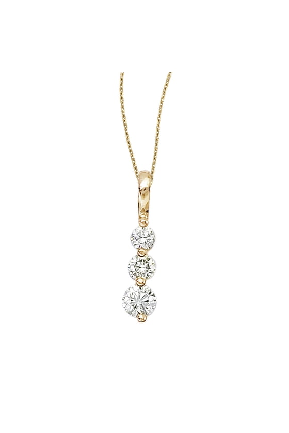 14k Yellow Gold 0.50 Ct Three Stone Diamond Pendant