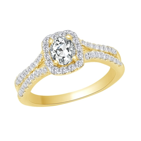 AFFY 14k Yellow Gold 0.62 cttw White Natural Diamond Pinch Shank Halo Engagement Wedding Ring With Ring Size 8.5