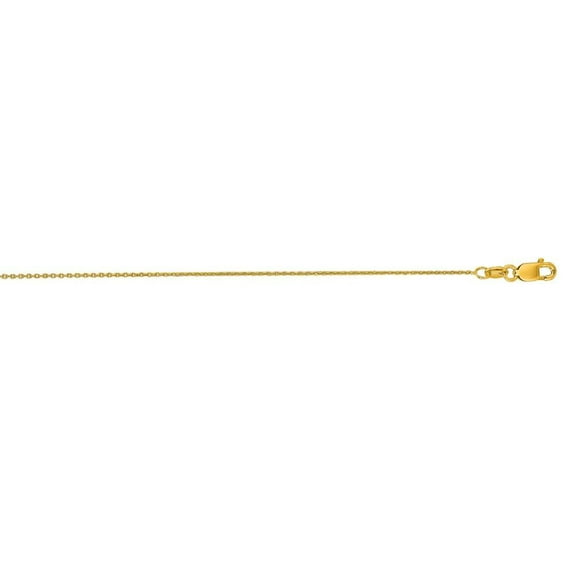 14k Yellow Gold 0.7mm Sparkle-Cut Round Cable Link Chain With Lobster Clasp Necklace - 16 Inch