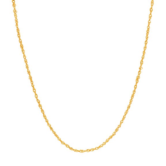 14k Yellow Gold 0.8mm Sparkle Singapore Chain Necklace Spring-Ring Closure 16 Inch Chain Necklace for Women and Men
