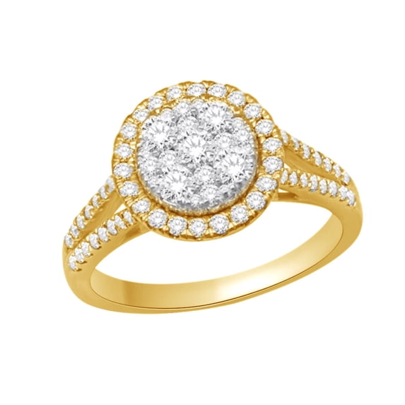 AFFY 14k Yellow Gold 0.9 cttw Round Cut White Natural Diamond Split Shank Engagement Wedding Ring With Ring Size 11.5