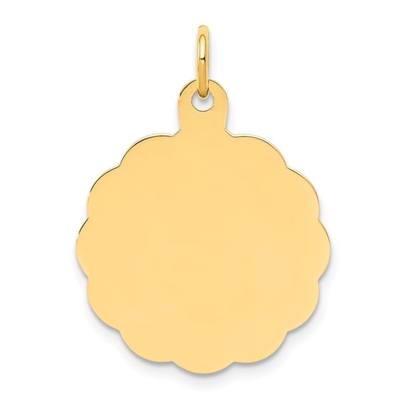 14k Yellow Gold .013 Gauge Engravable Scalloped Disc Charm