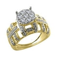 thumbnail image 1 of 14k Yellow Gold 1.00 Carat (ctw) Natural Round Cut White Diamond Halo Cluster Engagement Ring for Women Wedding Birthday (Diamond Color: H-I, Clarity: I2, 1cttw) Ring Size-8.5, 1 of 4