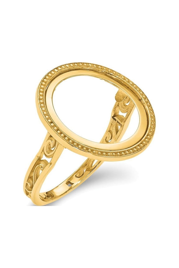 14k Yellow Gold 1/10ae Polished Coin Ring - Size 7.00 - Measures 20.5mm Wide