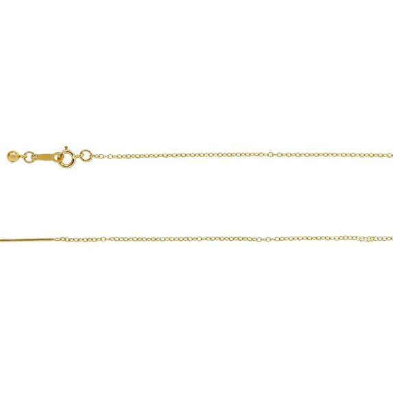 14k Yellow Gold 1.1mm Threader Cable 22 Inch Chain Chain Necklace for Women and Men - 1.3 Grams