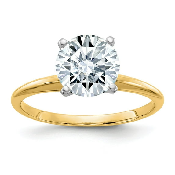14k Yellow Gold 1/2 Ct. 5mm Round Colorless Moissanite Solitaire Engagement Ring Size 8