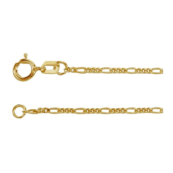 14k Yellow Gold 1.28mm Figaro 16 Inch Chain Necklace Chain Necklace for Women and Men - 1.6 Grams