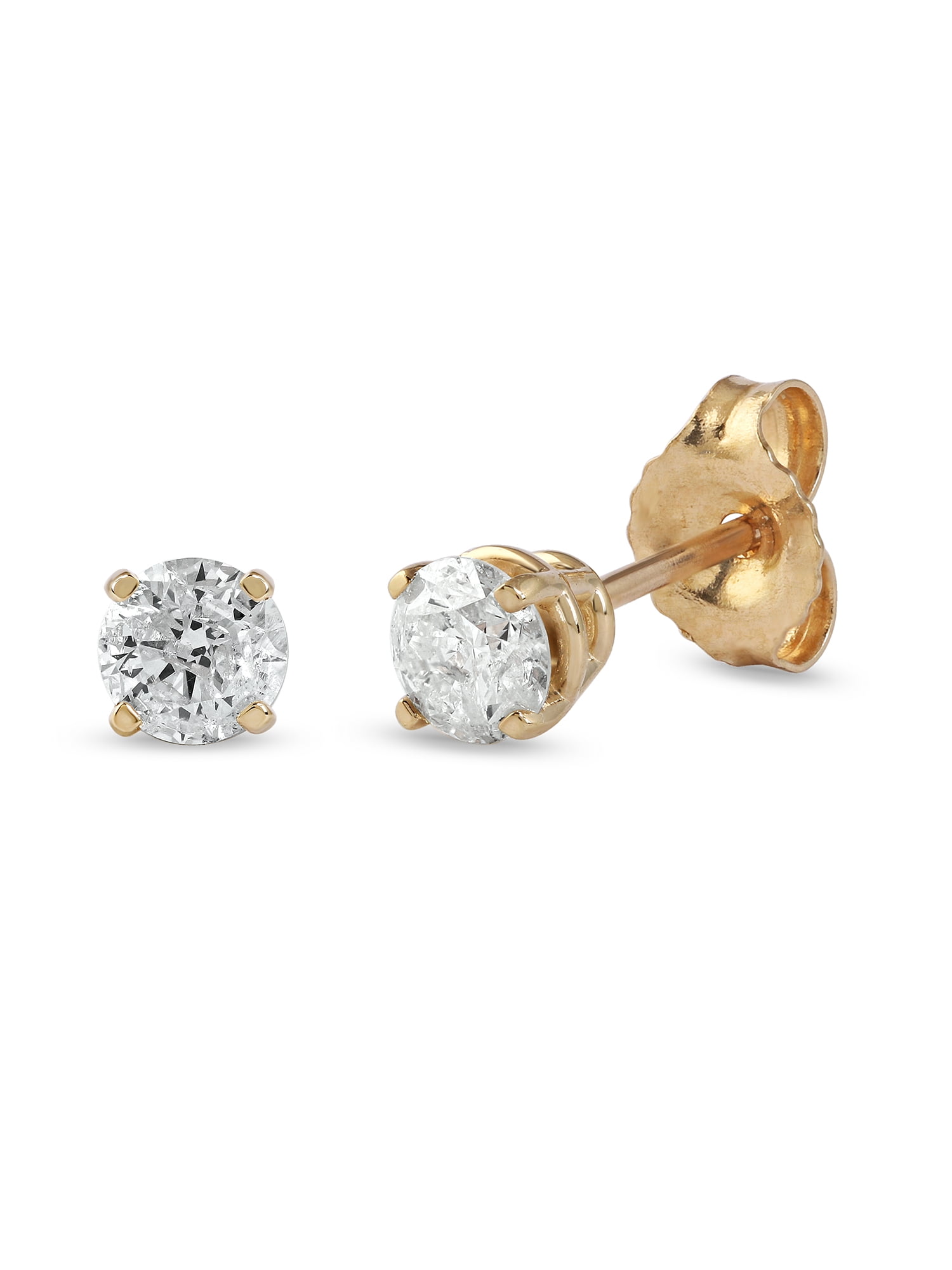 14k Yellow Gold 1/2Ct TDW Round-Cut Diamond Solitaire Stud Earrings