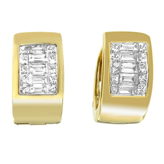 14k Yellow Gold 1/2ct TDW Princess and Baguette-cut Diamond Earrings (H-I,VS2-SI1)