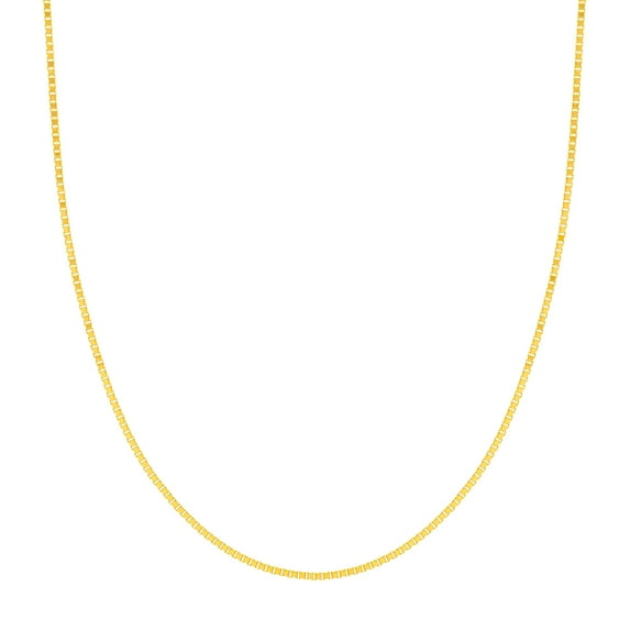 14k Yellow Gold 1.2mm Box Chain Necklace Lobster Lock Closure 16 Inch Chain Necklace for Women and Men