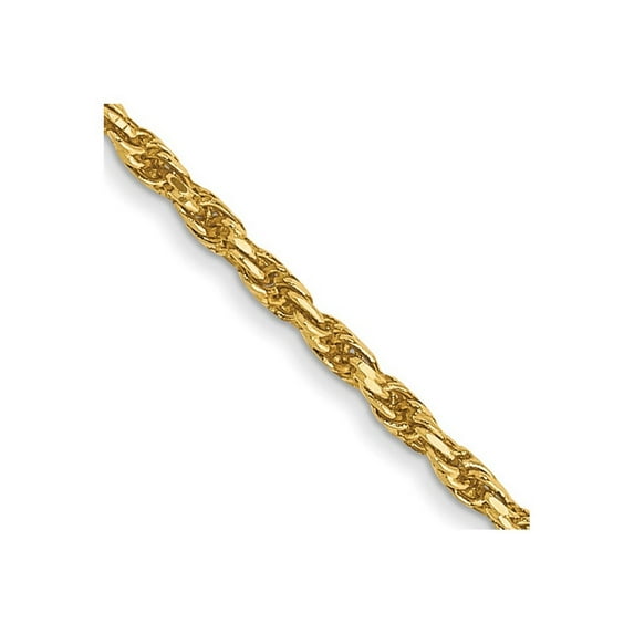 14k Yellow Gold 1.2mm Solid D Cut Lobster Rope Chain Necklace 20 Inch Lobster Claw - Chain Necklace for Women and Men