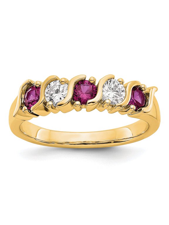 14k Yellow Gold 1/3 carat Diamond and Ruby Complete Band