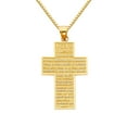 thumbnail image 1 of 14k Yellow Gold 1.45-inch Padre Nuestro Cross Pendant with 1-mm Box Chain, 1 of 4